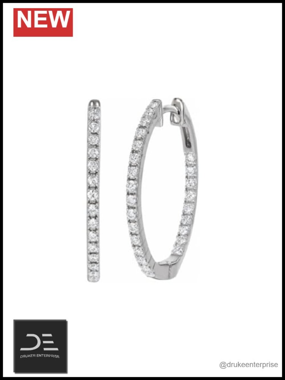 Lab Grown Diamond Hoop Earrings 14 KT Gold Plated Silver Women